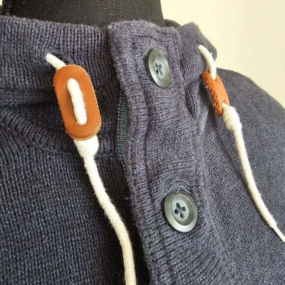 Label of Graded Goods L.O.G.G. Button Up Hooded Sweater Men's Size S, Navy - Picture 5 of 17